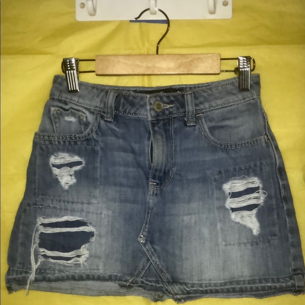 distressed hollister jean skirt
